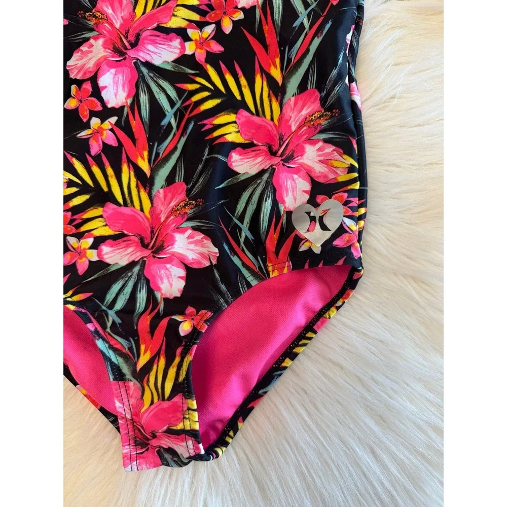 Hurley‎ Girls floral Hawaiian swim one piece 5/6 size EUC